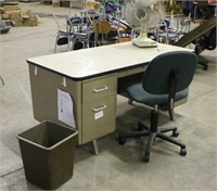 Desk, Approx 5FTx30", Office Chair & Fan