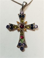 OF) Gorgeous colorful cross necklace