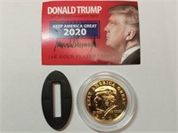 OF) Donald Trump 24K gold-plated tribute coin