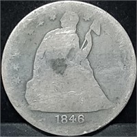 1846 Seated Liberty Silver Dollar, Nice Early