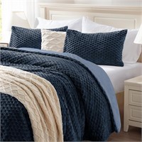 BEDELITE Fluffy King Size Comforter Set - Navy