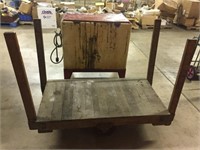 Antique Industrial Cart with Cast Iron Wheel