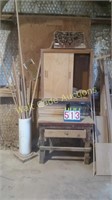 Misc. Lot-Small Wood Cabinet,Wood & MDF Table,