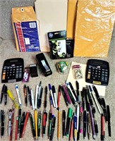 COLLECTION OF INK PENS TAPE ROLL & ENVELOPES LOT