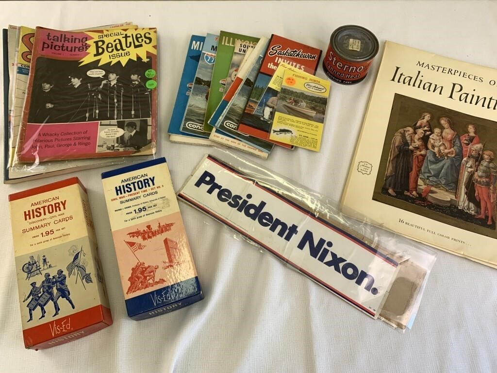 Assorted ephemera, history cards, maps