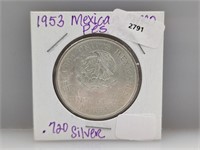 1953 Mexico 72% Silver Cinco Pesos