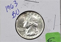 1963 D Silver Quarter BU