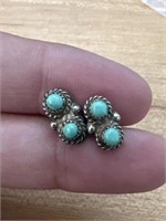 Vintage Turquoise Sterling Silver Post Earrings