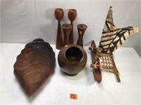 Various Wooden Bowls, Candlesticks and More