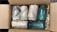 Blue Mason Jars - 1 Box, Some with Lids