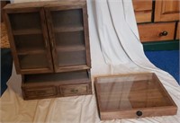 Wooden Shelf w/doors & Wooden Display Case
