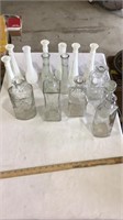 Decorative glass bottles , white milk glass