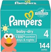 144-Pk Diapers Size 4, Pampers Baby Dry Disposable