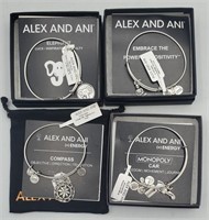 Lot of 4 Silver Toned Alex & Ani Bracelets
