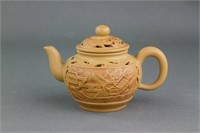 Chinese Openwork Zisha Teapot with Artist Mark