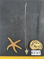 Arrowhead Necklace, Starfish, Moose Pin