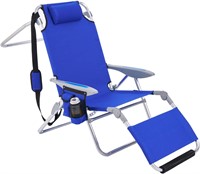 Portable Camping Beach Chair with Footrest  Blue