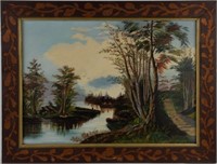 19th Century Folk Art Painting & Frame