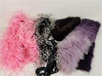 Chetta B feather boas, fur hat and fur collar