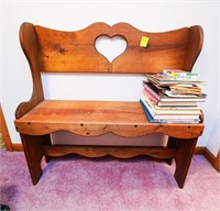 Wooden Heart Side Bench; Various Books