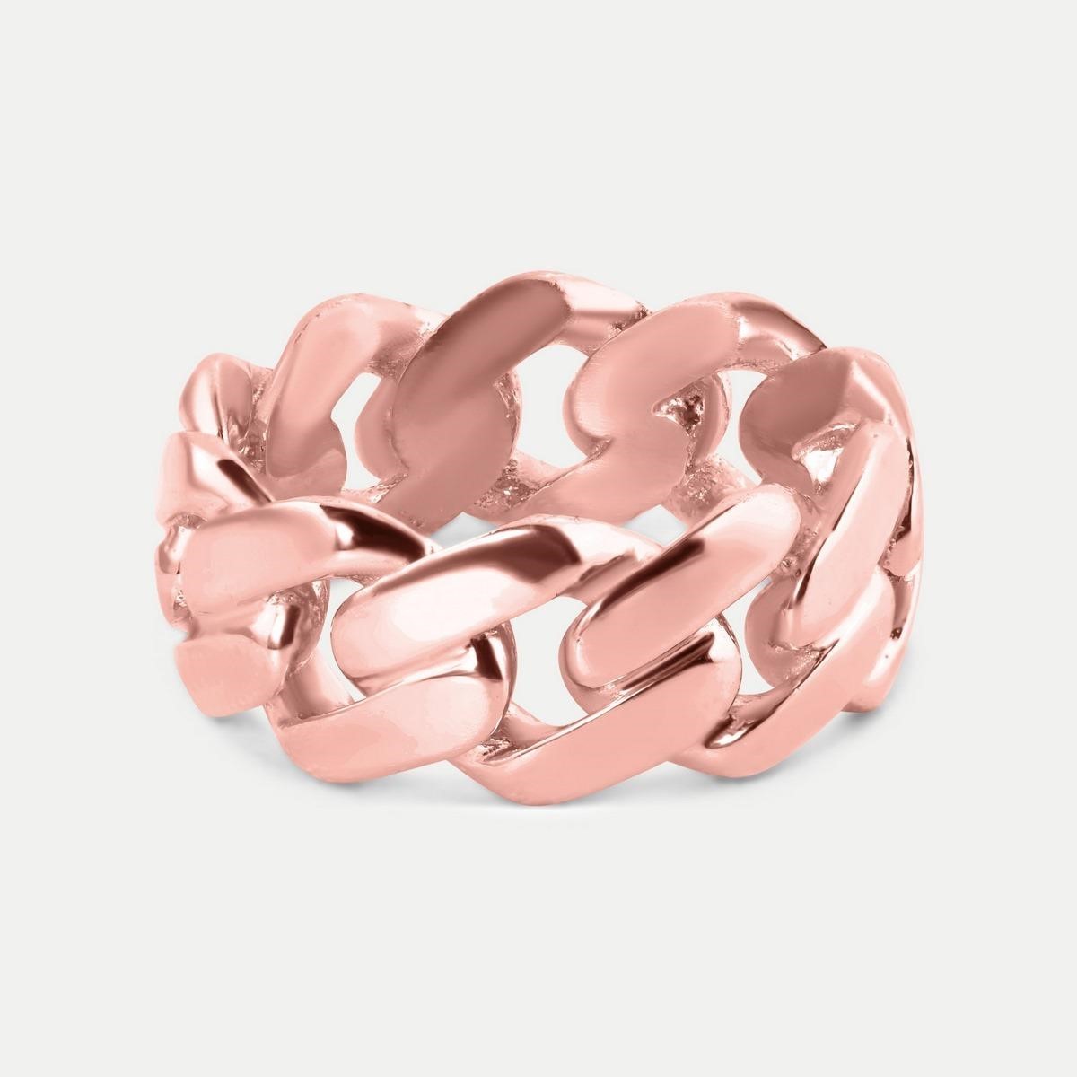 14K SOLID ROSE GOLD CUBAL LINK RING 8MM SIZE 8