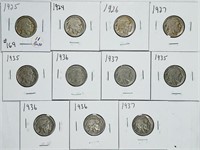 Group of 11  Buffalo Nickels