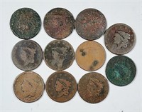 Group of 11  Low grade  Large Cents