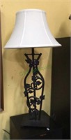 Iron table lamp with Ivy on trellis motif -