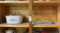 Shelf lot Corning ware blue flower casserole dish