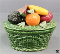 Covered Ceramic Fruit Basket Bowl