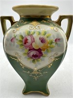 Nippon double handled vase hand painted