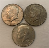 (3) P 2-1966 1-1965 Kennedy Half Dollar