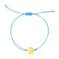 14k Gold Circle In Blue Cord Adjustable Bracelet