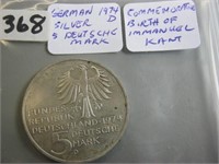 German 1974D Silver 5 Deutschemarks Coin