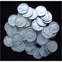 Lot of (50) Mercury Dimes