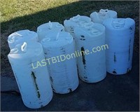 8 white poly 15 gallon drums / barrels