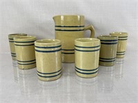 Buckeye Pure Yellowware Pottery Pitcher & Mugs