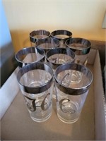 VTG. SILVER LINED DRINKING GLASSES WITH AN "H"