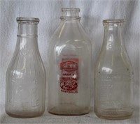 3 pcs. Vintage Milk Bottles - Includes PET Dairy!
