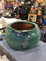 Large green and mosaic planter