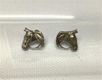 Vintage Sterling Silver Horse Head Earrings