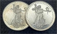 (2) 1 Troy Oz. Silver Liberty Rounds