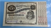 Fractional currency US Bond of the state of Louisi