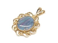14K Gold Triplet Opal Necklace Pendant