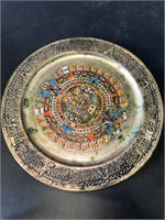 Golden Mexican Plate Azteca Decor