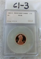 C1-3 1983s Proof Deep Cameo PR-68 Lincoln penny