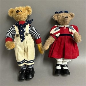 Pair of Hand Sewn Teddy Bears by S.E.Turnbull
