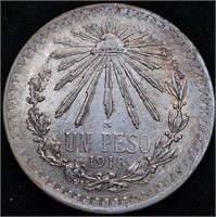 MEXICO 1918 1 PESO KEY DATE 80% Silver Masterpiece