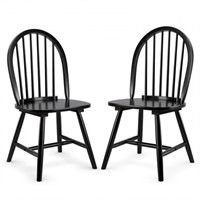 Set of 2 Vintage Windsor Wood Chair with Spindle )