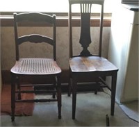 Two Straight Back Wooden Chairs